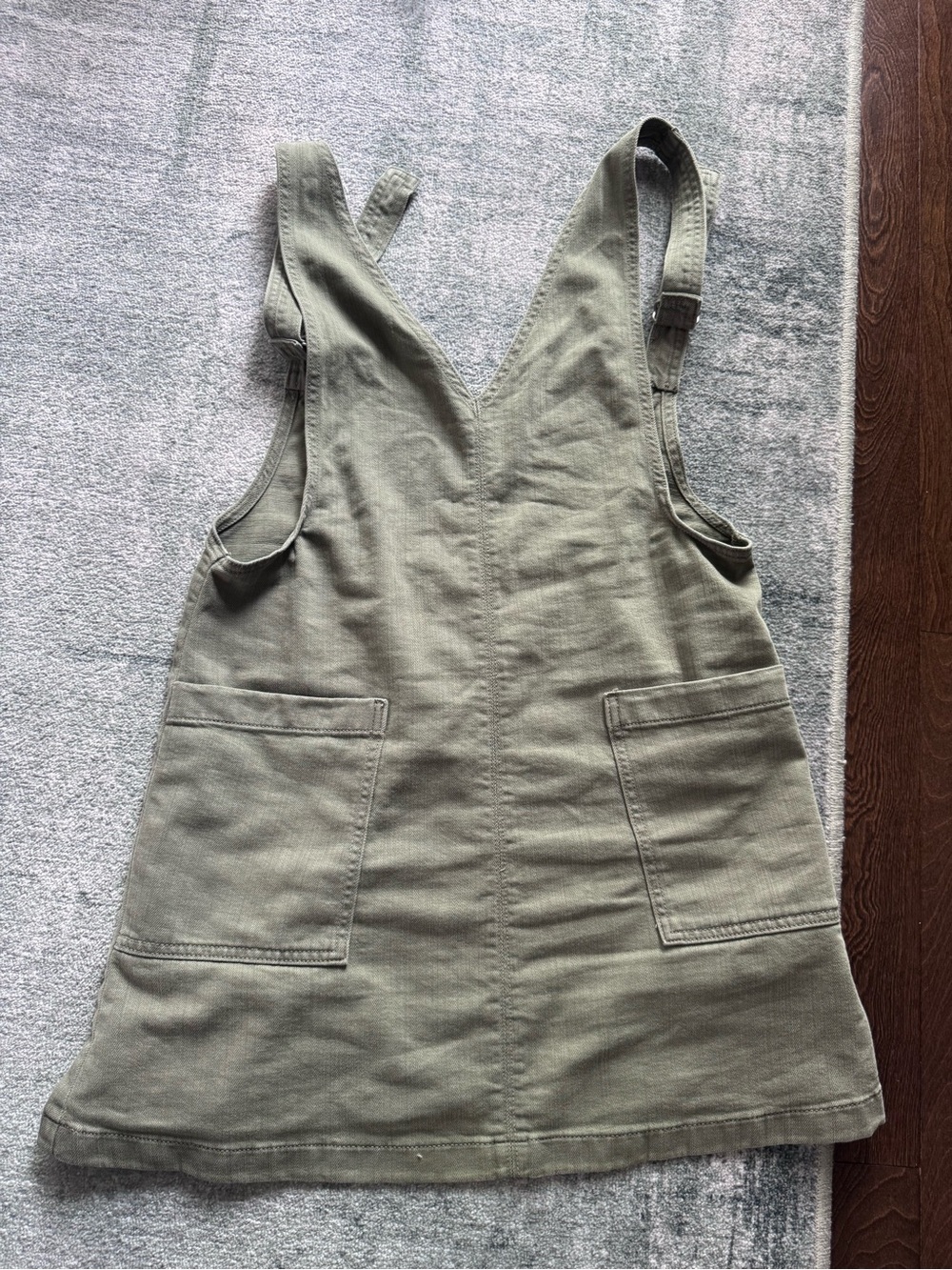 aerie Olive Green Pinafore Dress with Front Pockets